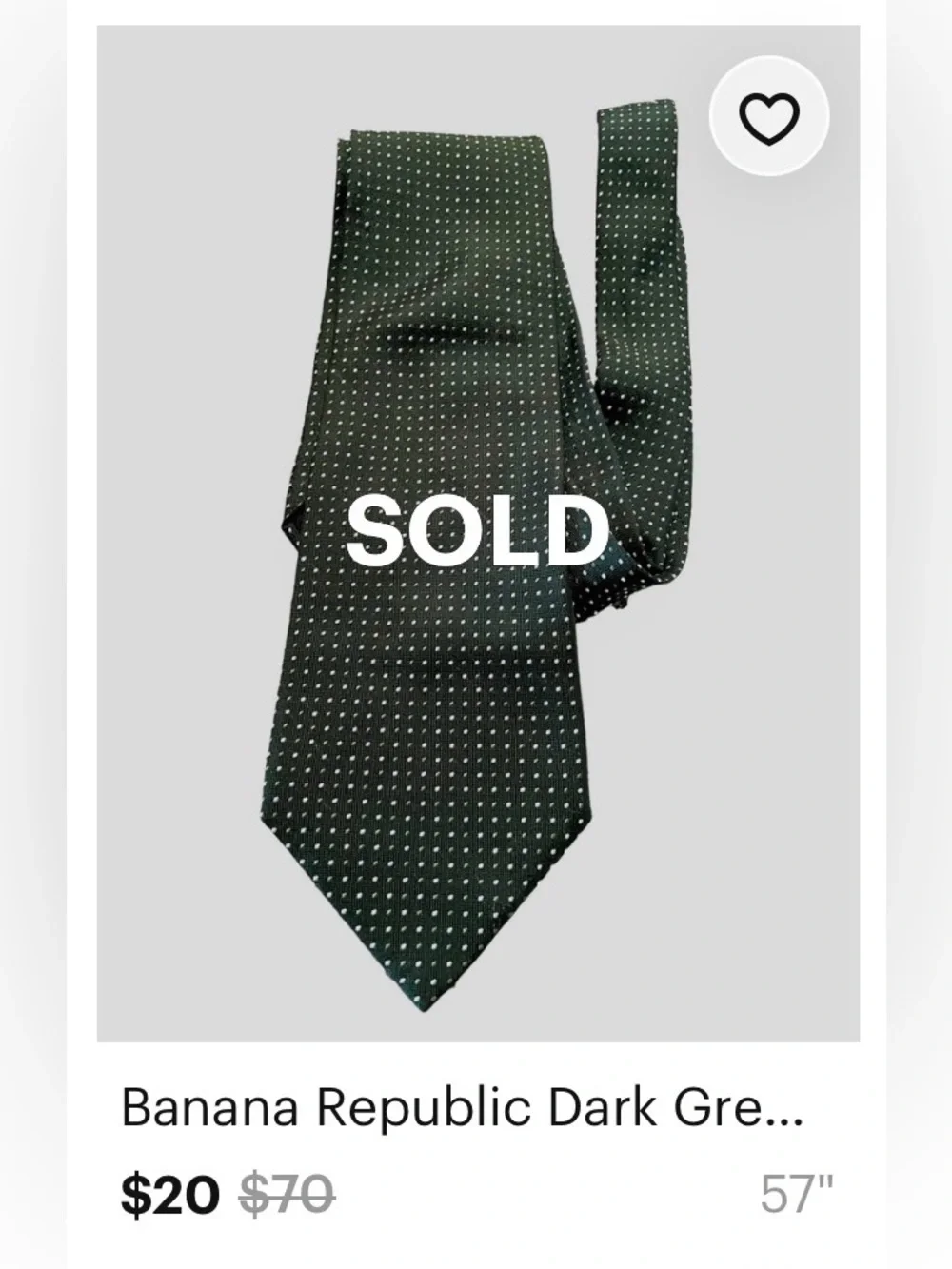 🌞 Banana Republic gray Tie w/black polka dots Made in Italy men one size